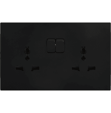 VIRAGO Multy Twin 1Pole Switched Socket Outlet without Indicator Black