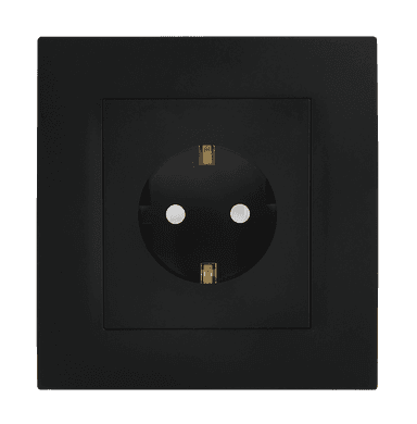 VIRAGO 16Amp. Single Shuko Unswitched Socket Outlet Black