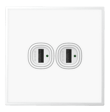YULE 2.1Amp. 2Gang Type-A USB Charger Outlet White