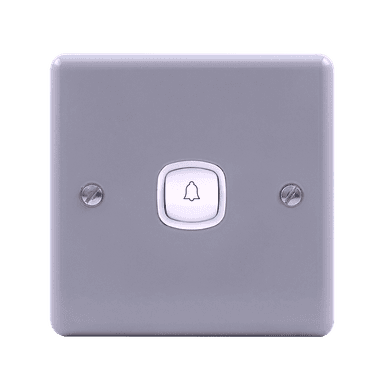 METAL CLAD 10Amp. 1Gang Bell Press Switch with Mounting Box Grey
