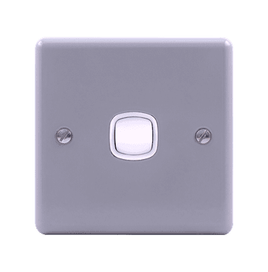 METAL CLAD 10Amp. 1Gang 2Way Switch with Mounting Box Grey