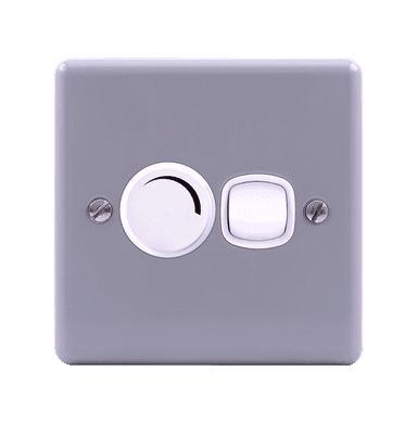 METAL CLAD 400 Watt Light Dimmer Controller with Switch with Mounting Box Grey