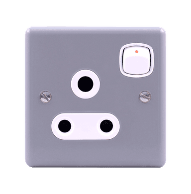 METAL CLAD 15Amp. Single Switched Socket Outlet with Mounting Box Grey