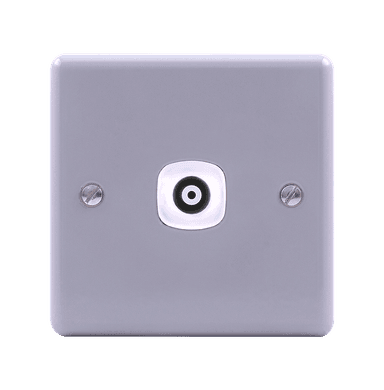 METAL CLAD 1Gang TV Co-Axial Outlet (75Ohm) with Mounting Box Grey