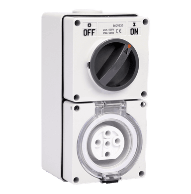ATLANTIS 56Series 32Amp. 500V IP66 5Pole Surface Mounted Combination Switched Socket Outlet