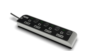 4 Outlet Power Strip with 2 USB-A Ports with 3Meter Cord Silver