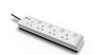 4 Outlet Power Strip with 2 USB-A Ports with 7Meter Cord White