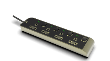 4 Outlet Power Strip with Indicator with 3Meter Cord Black Matte