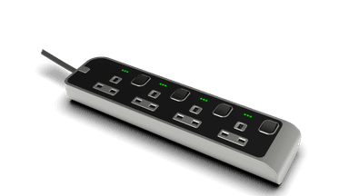 4 Outlet Power Strip with Indicator with 5Meter Cord Silver