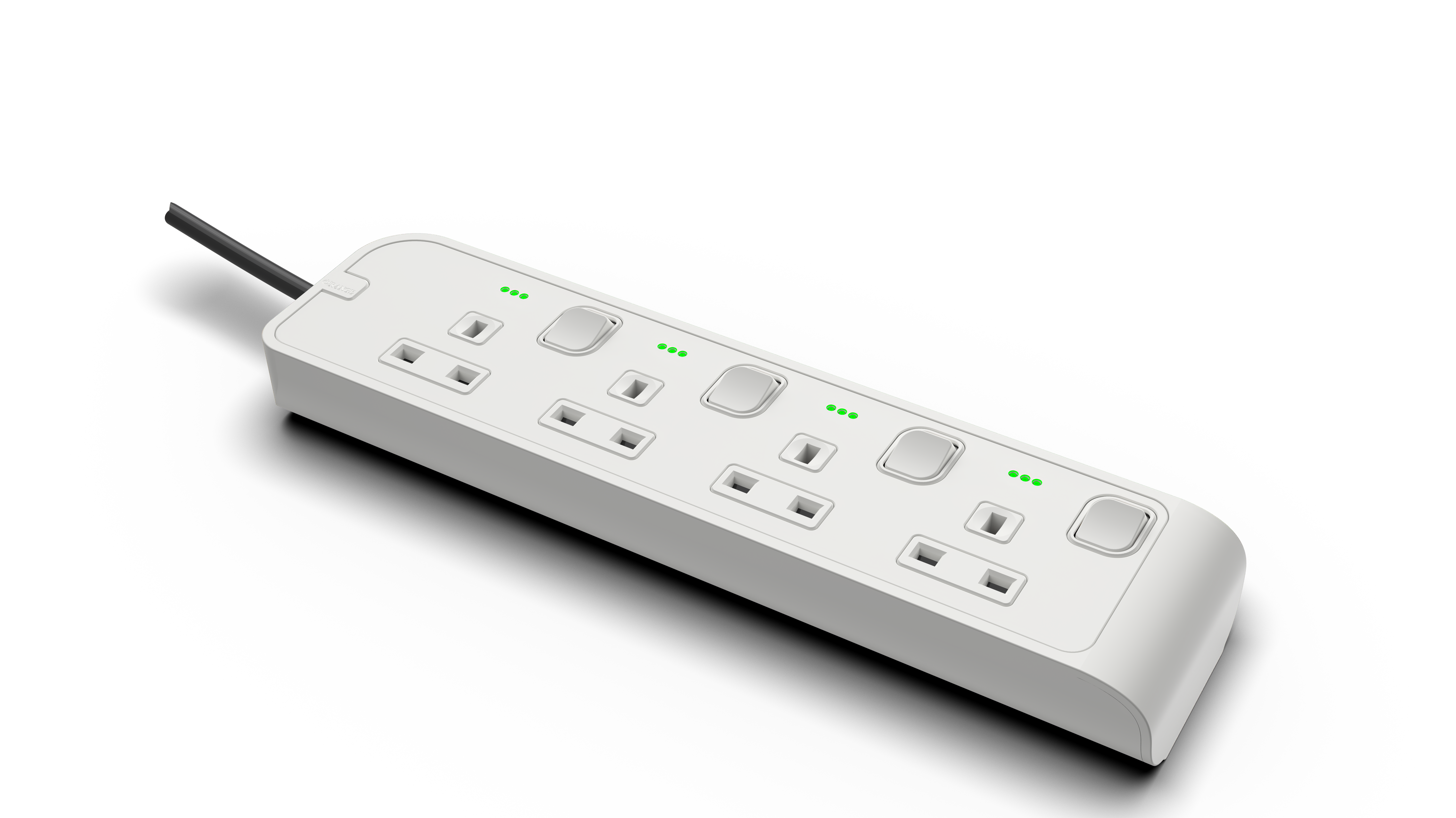 4 Outlet Power Strip with Indicator with 7Meter Cord White