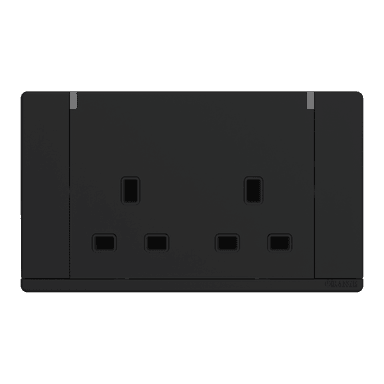 ODESSA 13Amp. 250V Twin Switched Socket Outlet with Radium Black Matte