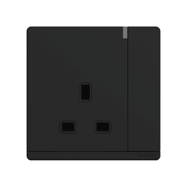 ODESSA 13Amp. 250V Single Switched Socket Outlet with Radium Black Matte