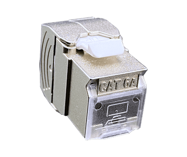 CAT6A Shielded Shuttered Keystone Jack, 180 Degree