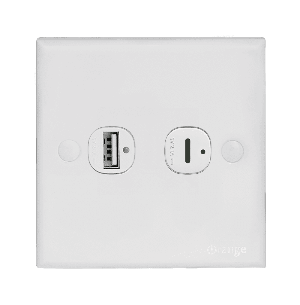 CASABLANCA 2.1Amp. 2Gang Type-A+C USB Charger Outlet White